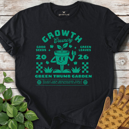 Growth Greenery Tee, Black