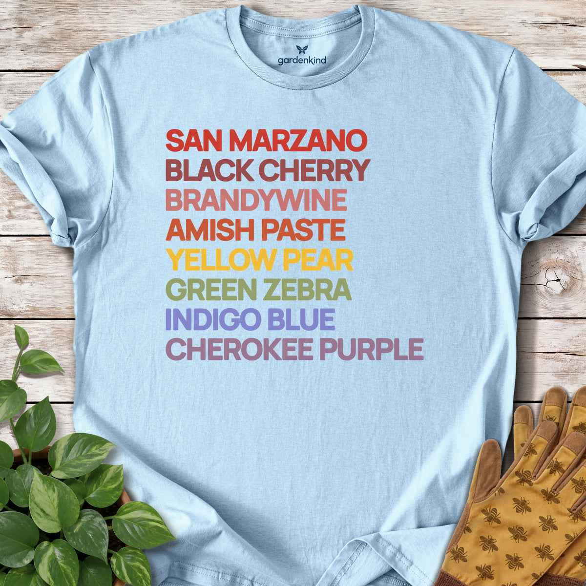 Heirloom Variety Rainbow Tee, Light Blue