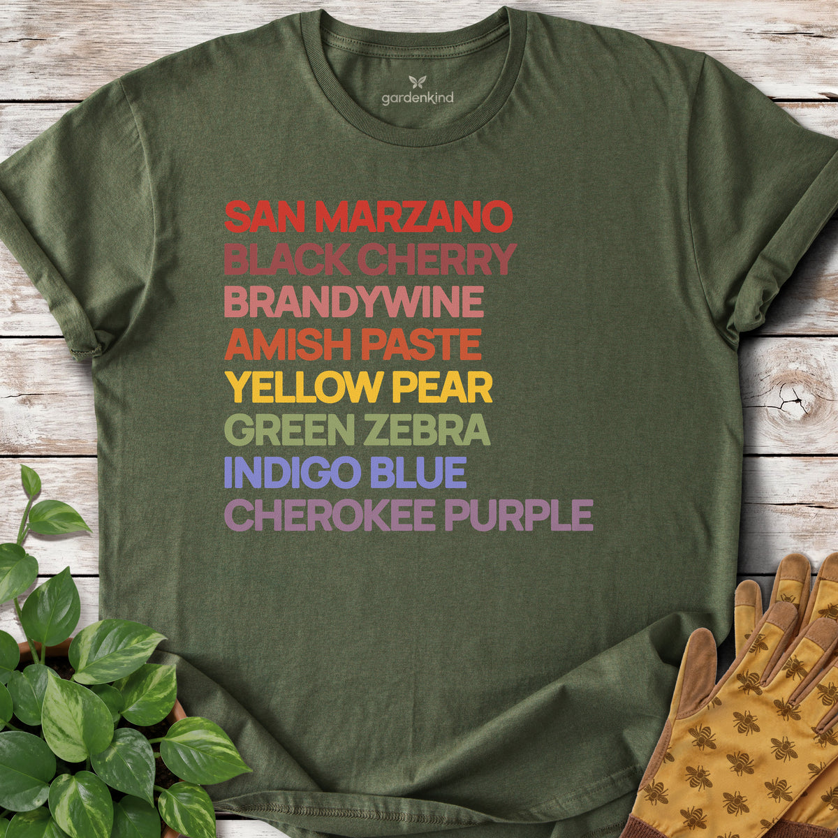 Heirloom Variety Rainbow Tee, Military Green