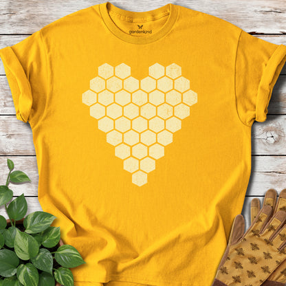 Honeycomb Heart Tee, Gold