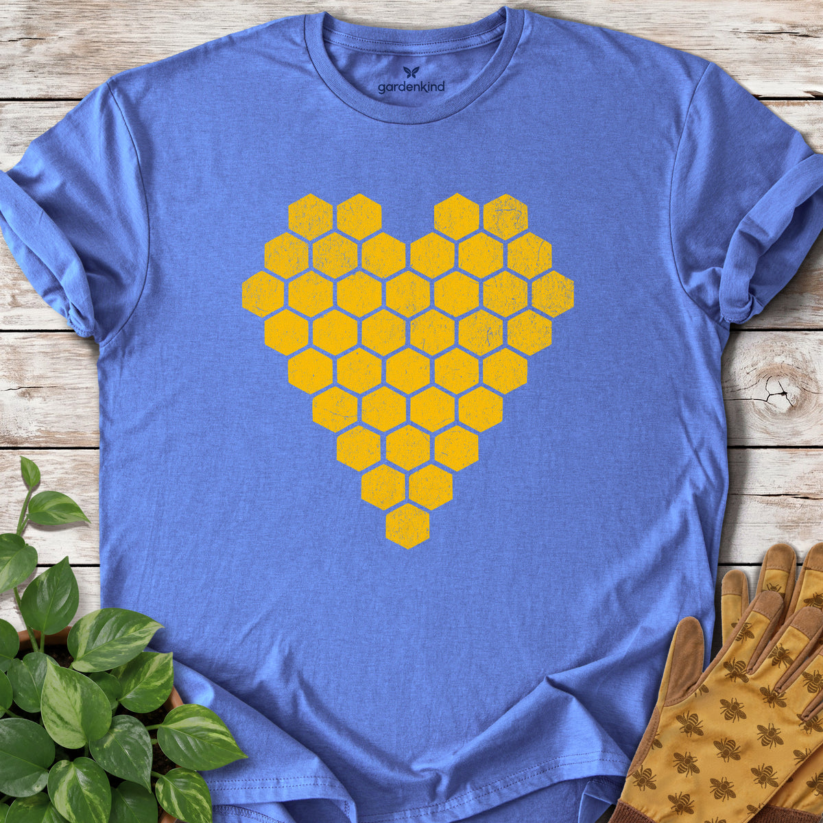 Honeycomb Heart Tee, Iris