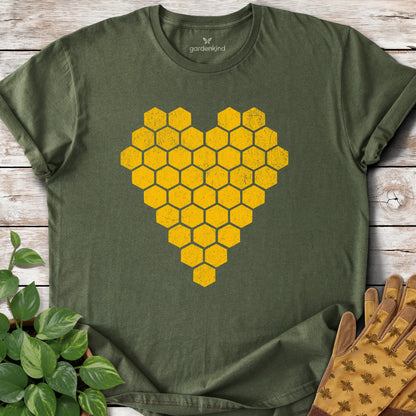 Honeycomb Heart Tee, Military Green