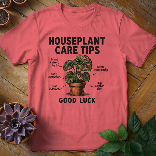Houseplant Care Tips Tee T-Shirt Coral Silk / S