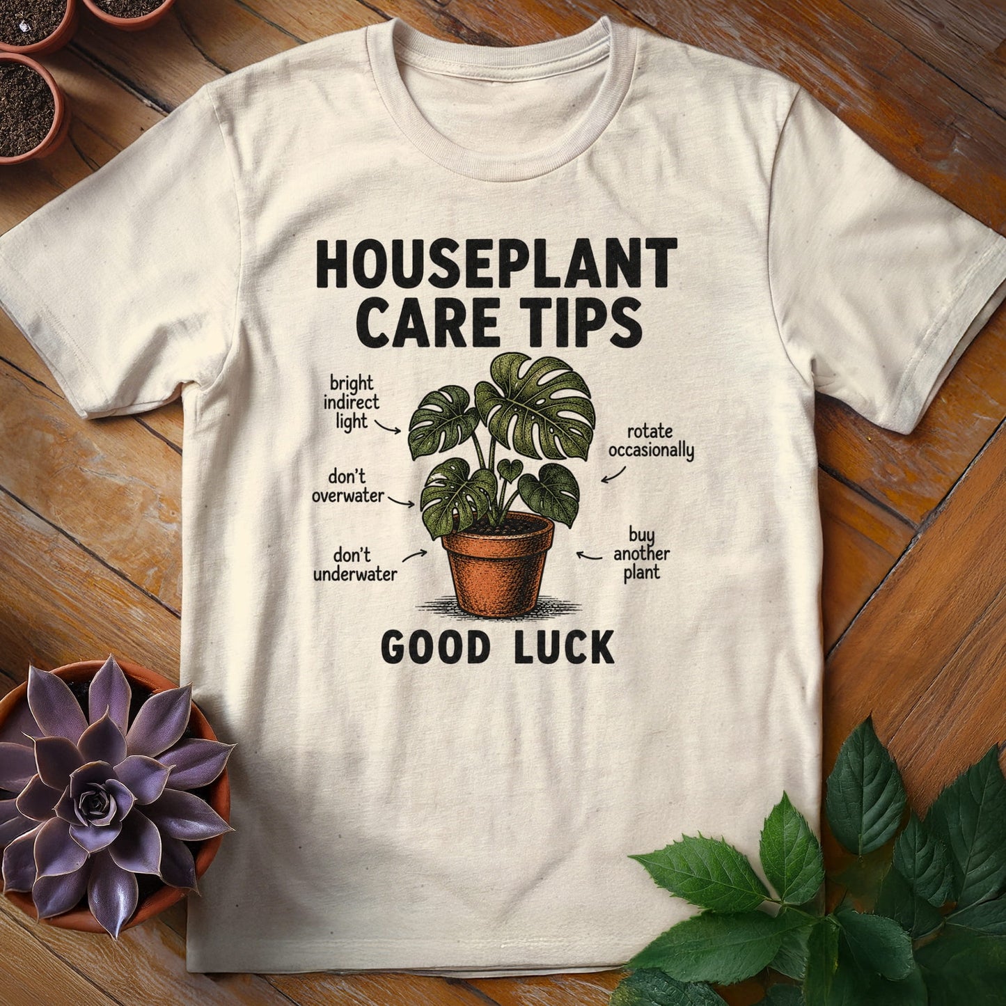 Houseplant Care Tips Tee T-Shirt Natural / S