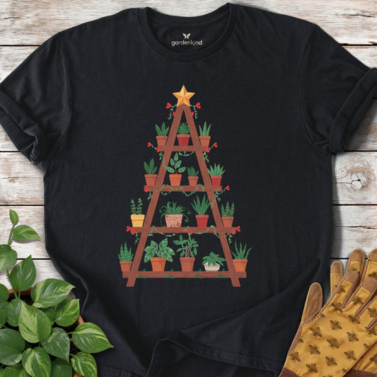 Houseplant Christmas Tree Tee, Black