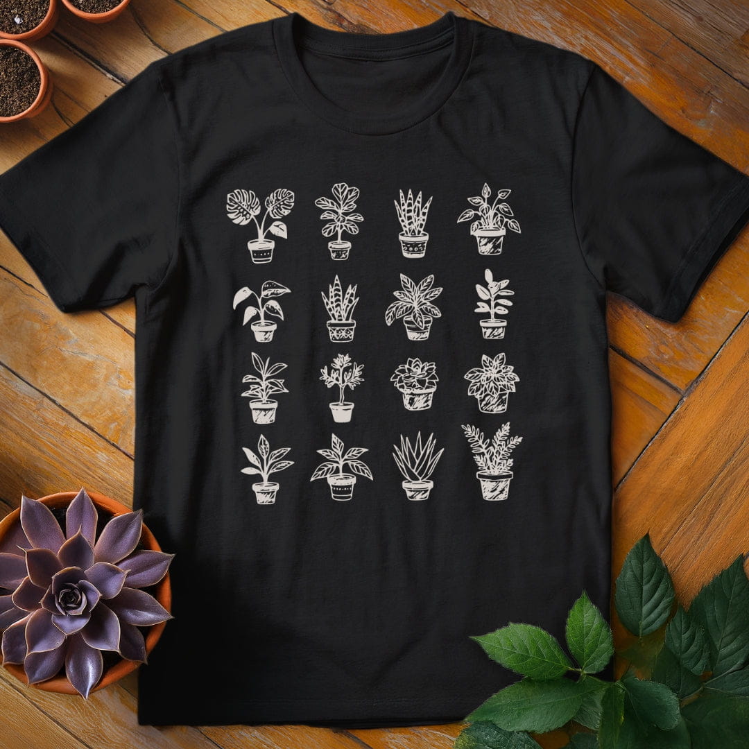 Houseplant Grid Tee T-Shirt Black / S