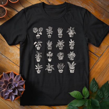 Houseplant Grid Tee T-Shirt Black / S