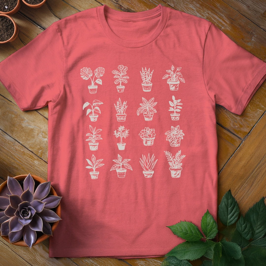 Houseplant Grid Tee T-Shirt Coral Silk / S