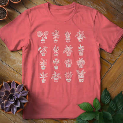 Houseplant Grid Tee T-Shirt Coral Silk / S
