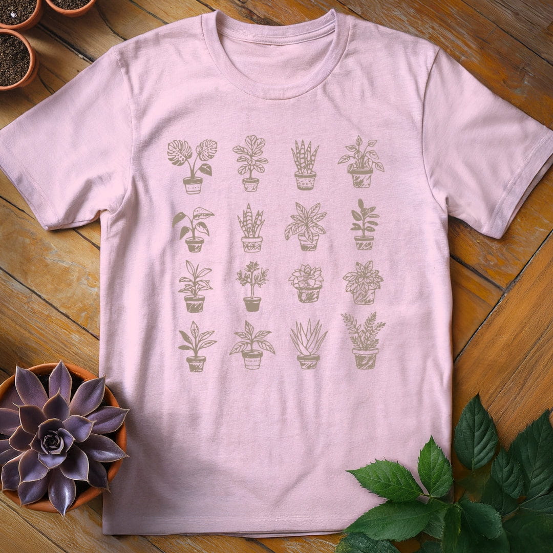 Houseplant Grid Tee T-Shirt Light Pink / S