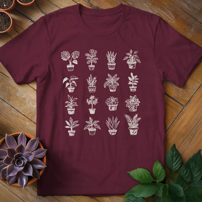 Houseplant Grid Tee T-Shirt Maroon / S