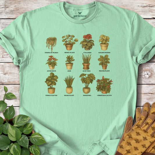 Houseplant Varieties Tee, Mint Green