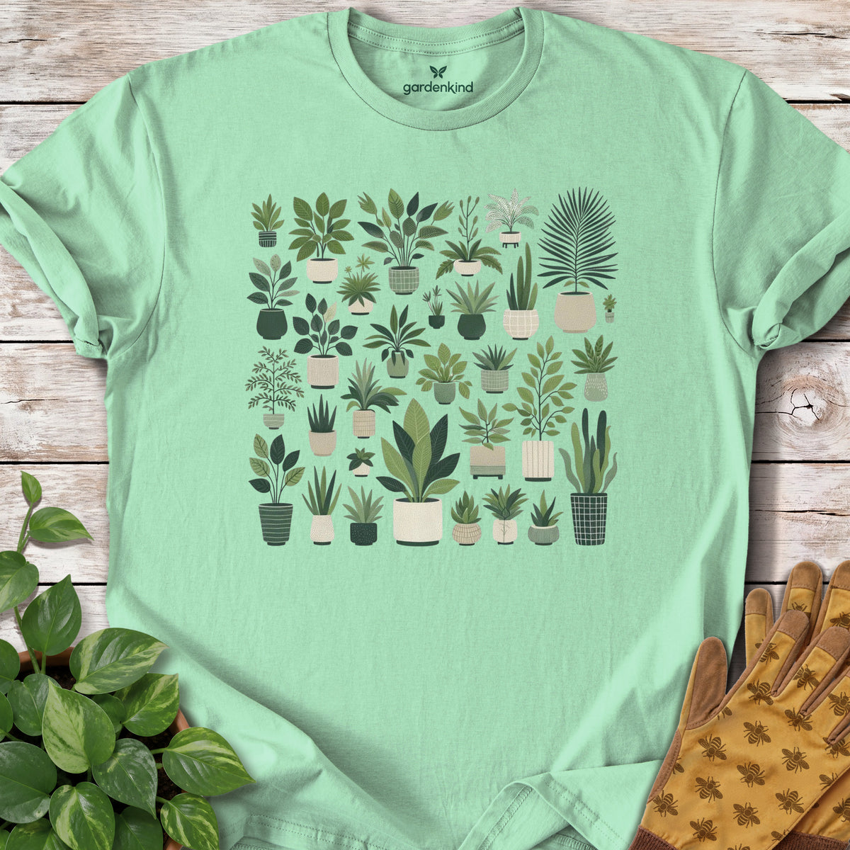 Houseplants Tee, Mint Green