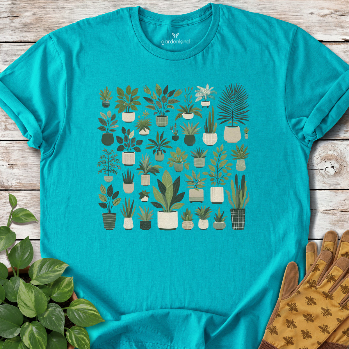Houseplants Tee, Tropical Blue