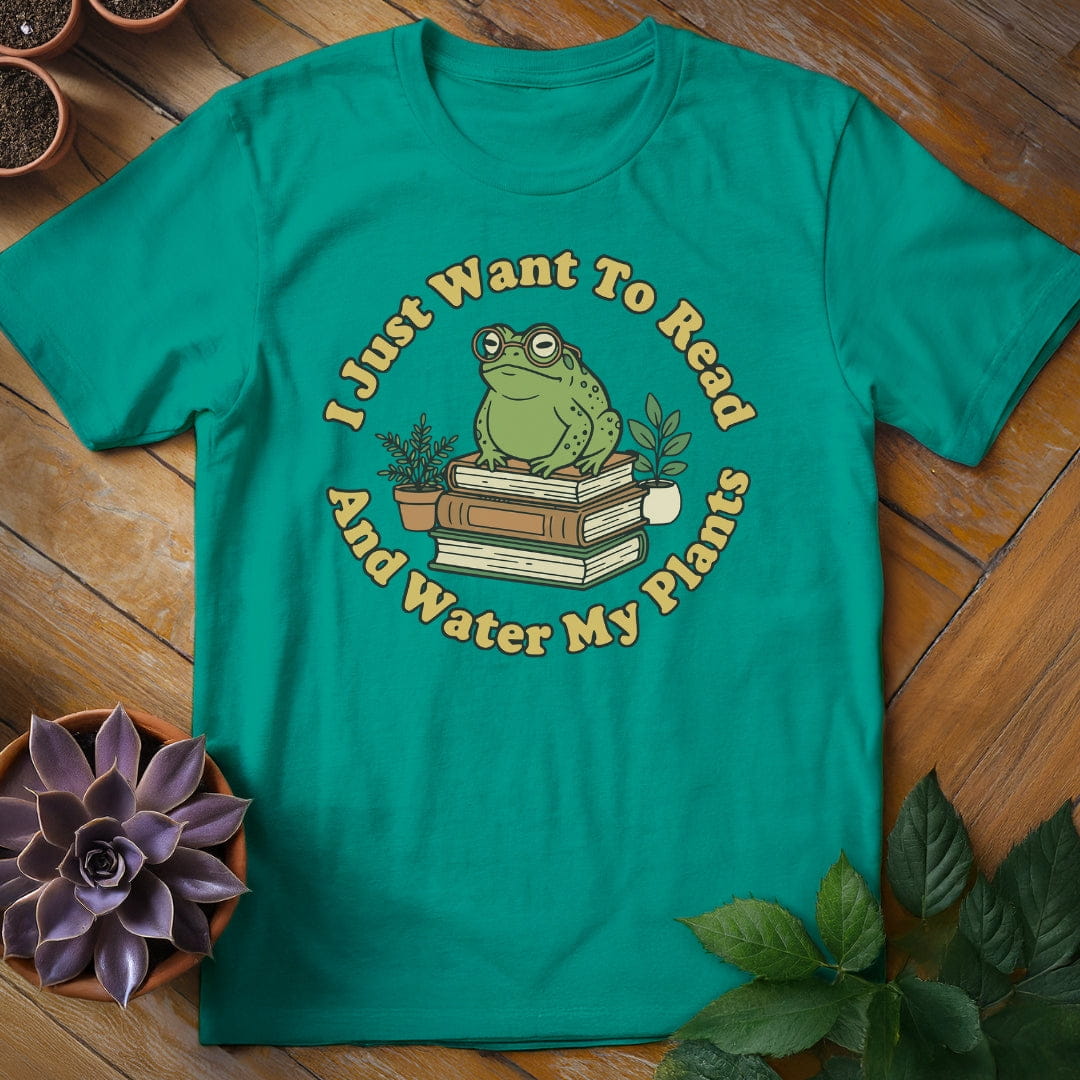 I Just Want to Read and Water My Plants Tee T-Shirt Jade Dome / S