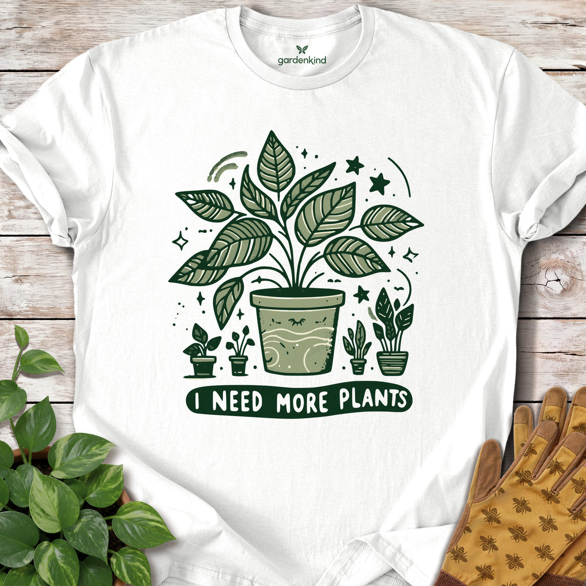 I Need More Plants Tee, White