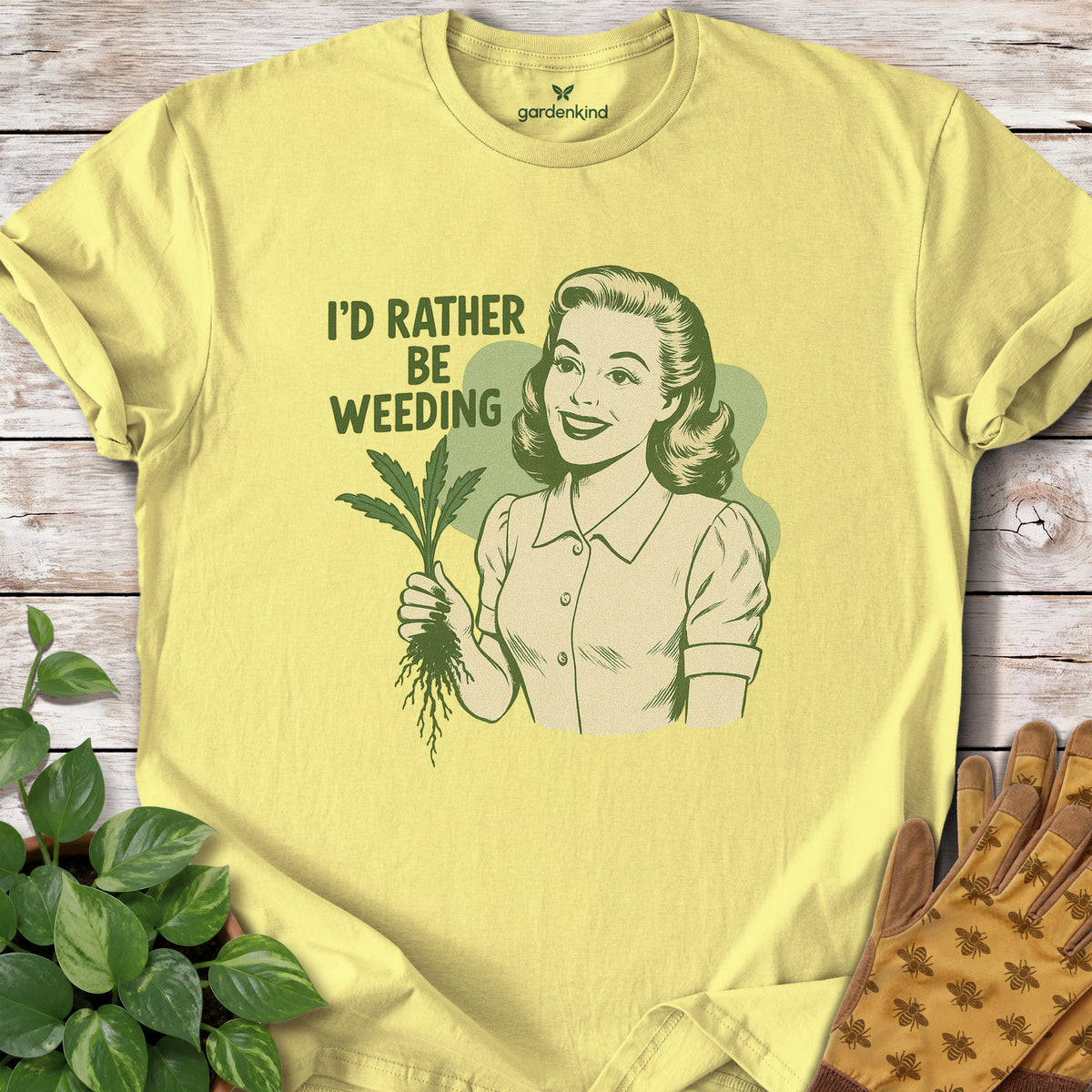 I'd Rather Be Weeding Tee, Cornsilk