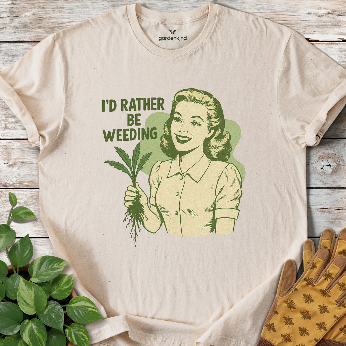 I'd Rather Be Weeding Tee, Natural