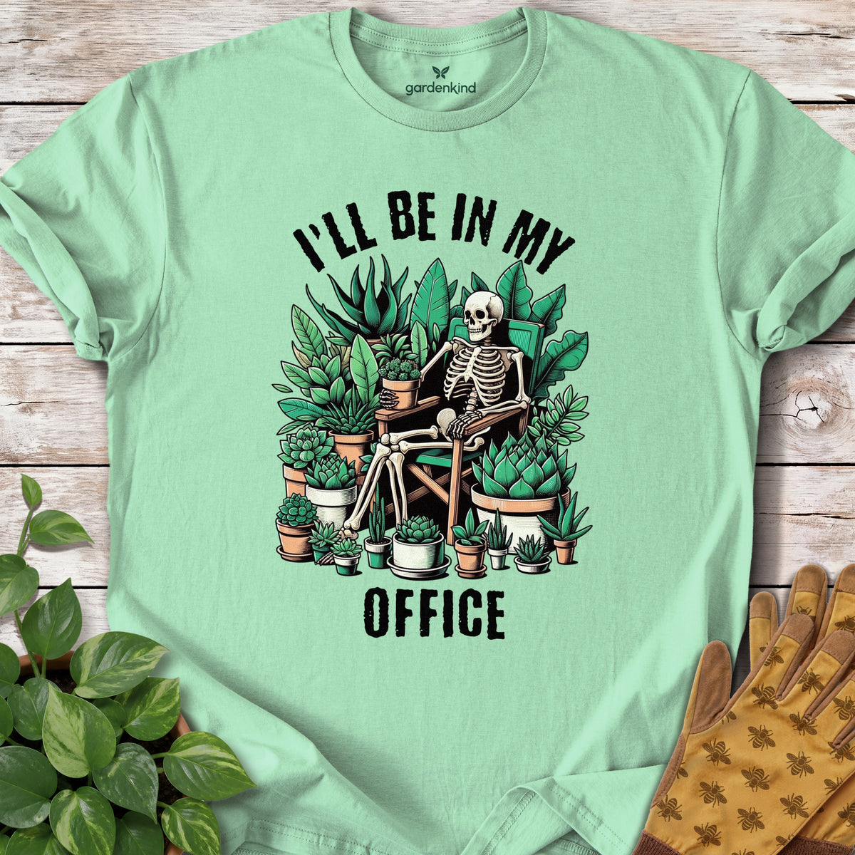 I'll Be In My Office Tee, Mint Green