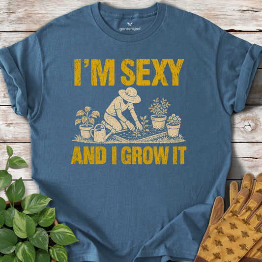 I'm Sexy and I Grow It Tee, Indigo Blue