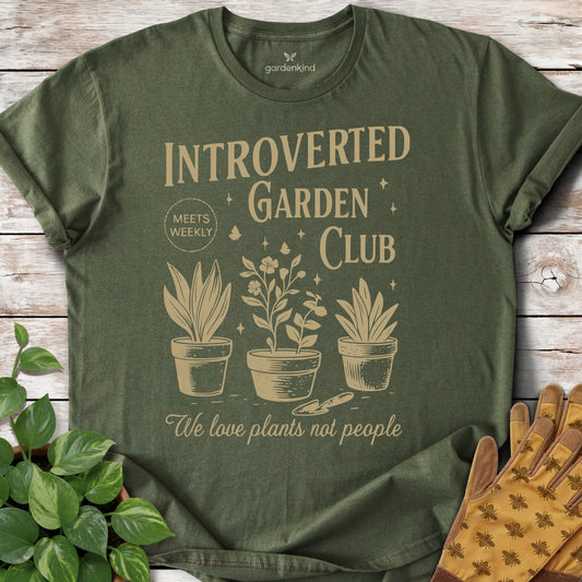 Introverted Garden Club Tee, Military Green