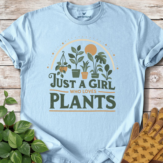 Just a Girl Who Loves Plants Tee, Light Blue