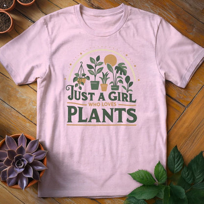 Just a Girl Who Loves Plants Tee T-Shirt Light Pink / S