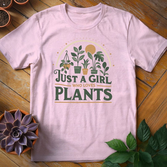 Just a Girl Who Loves Plants Tee T-Shirt Light Pink / S