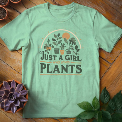Just a Girl Who Loves Plants Tee T-Shirt Mint Green / S