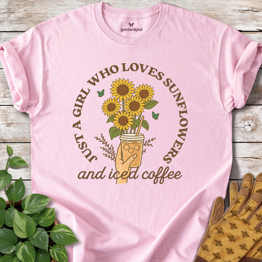 Just a Girl Who Loves Sunflowers Tee, Light Pink
