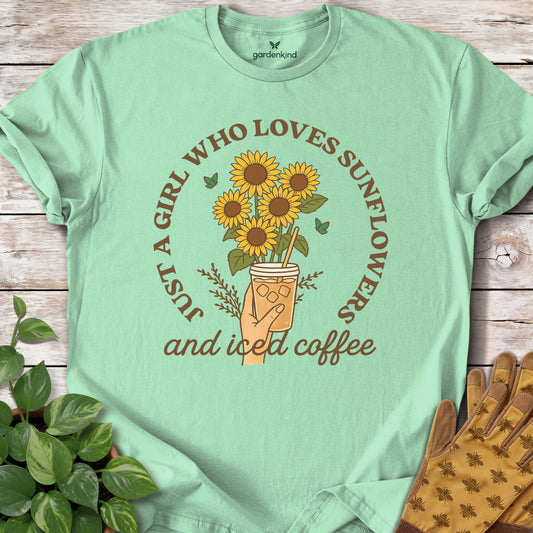 Just a Girl Who Loves Sunflowers Tee, Mint Green