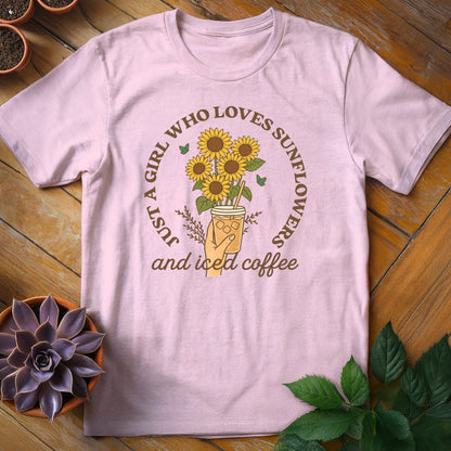 Just a Girl Who Loves Sunflowers Tee T-Shirt Light Pink / S