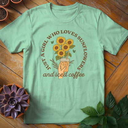 Just a Girl Who Loves Sunflowers Tee T-Shirt Mint Green / S