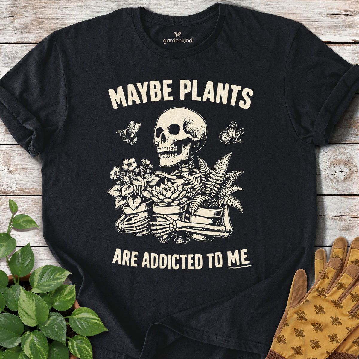 Maybe Plants Are Addicted to Me Tee, Black