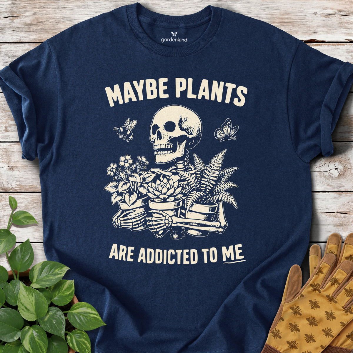 Maybe Plants Are Addicted to Me Tee, Navy