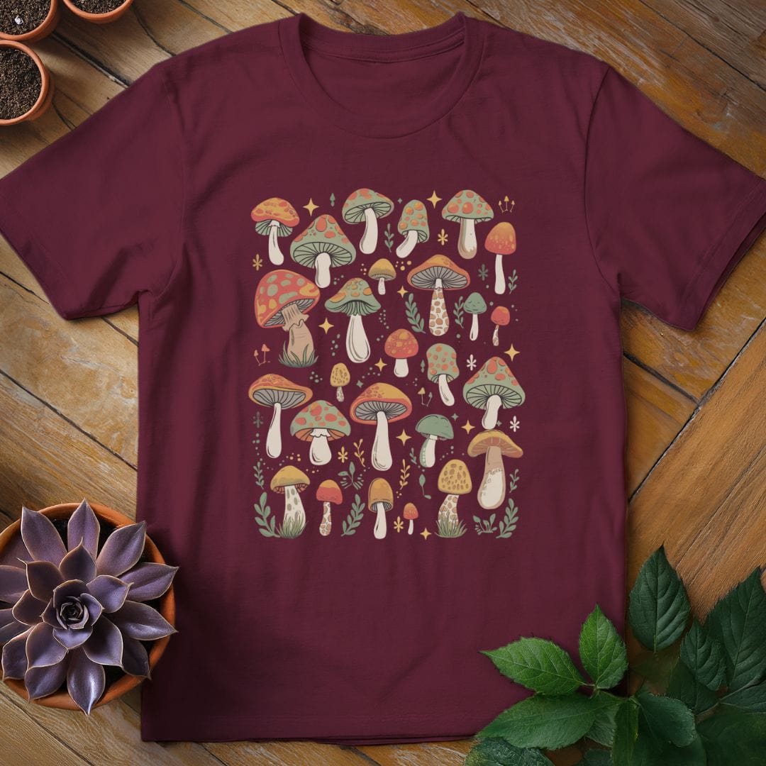 Mushrooms Tee T-Shirt Maroon / S