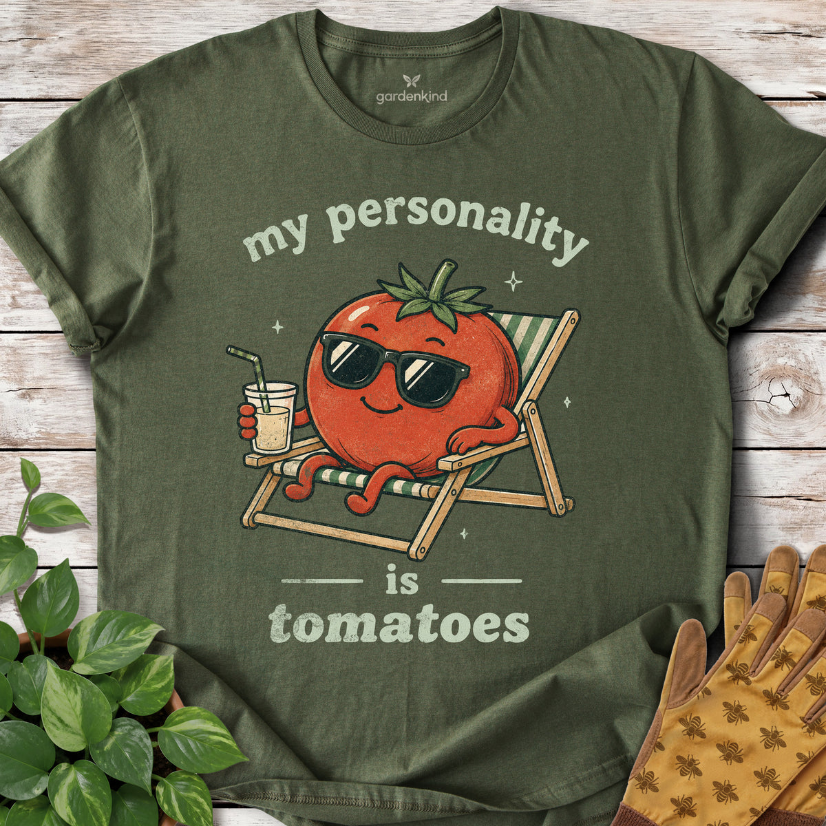 My Personality is Tomatoes Tee, Military Green