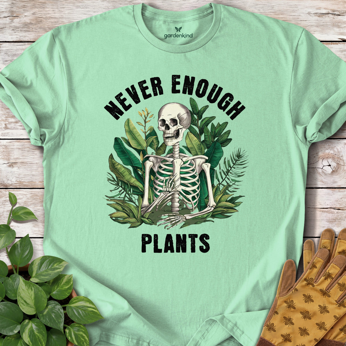 Never Enough Plants Tee, Mint Green