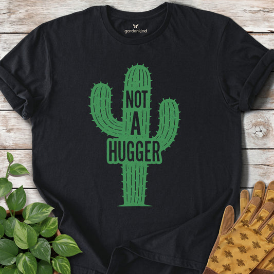 Not a Hugger Cactus Tee, Black