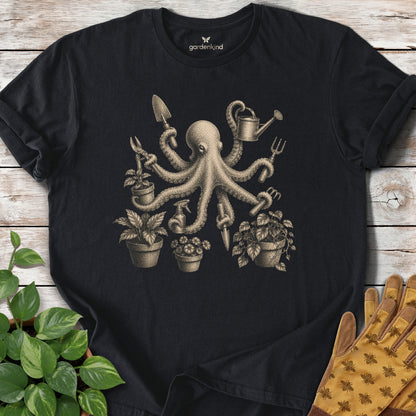 Octopus Gardener Tee, Black