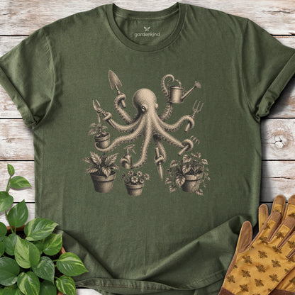 Octopus Gardener Tee, Military Green