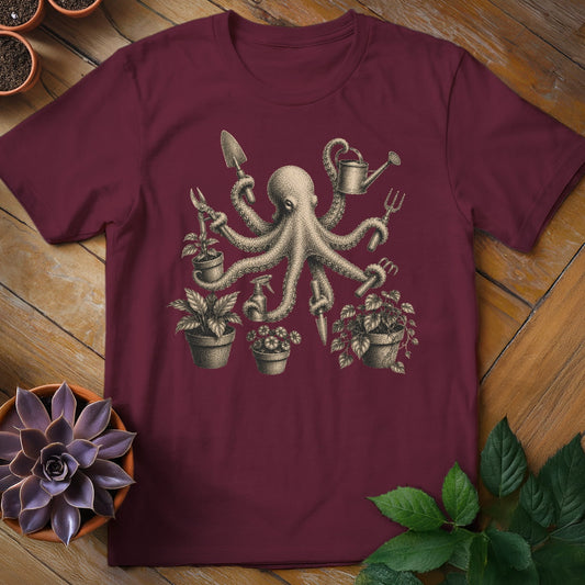 Octopus Gardener Tee T-Shirt Maroon / S