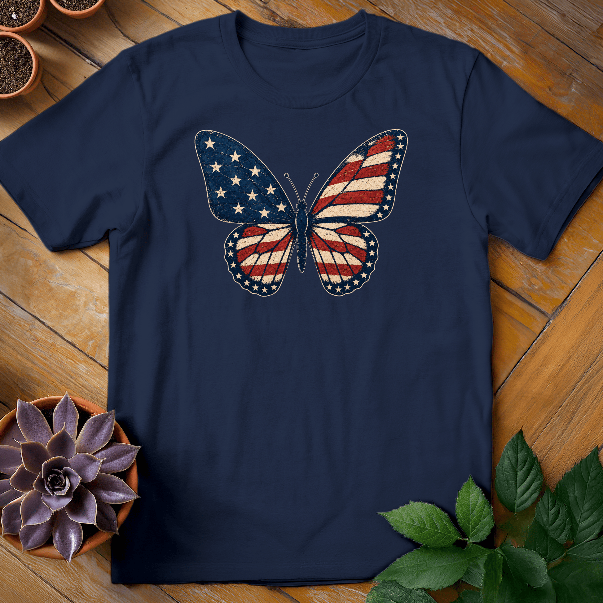 Patriotic Butterfly Tee T-Shirt Navy / S