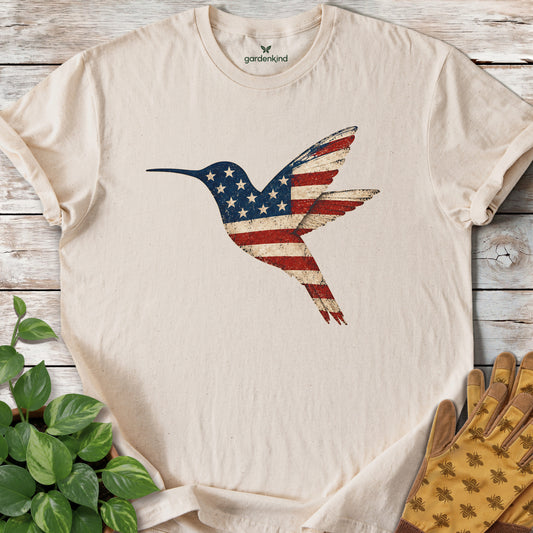 Patriotic Hummingbird Tee, Natural