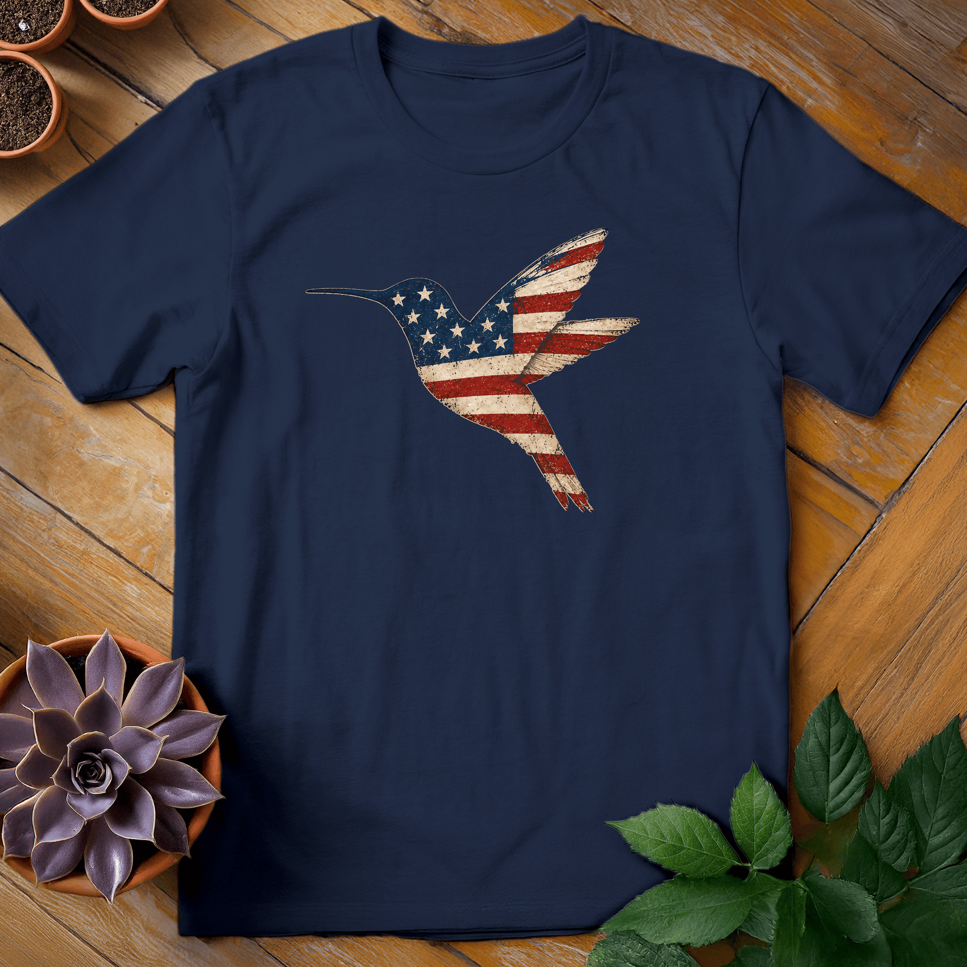 Patriotic Hummingbird Tee T-Shirt Navy / S
