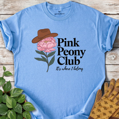 Pink Peony Club Tee, Carolina Blue