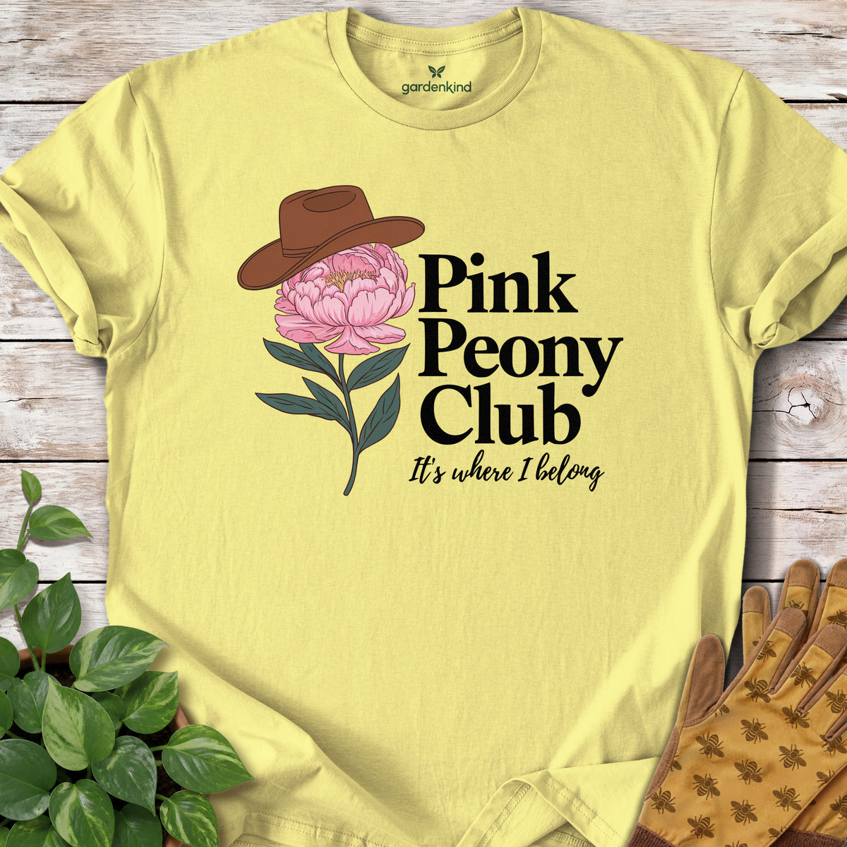 Pink Peony Club Tee, Cornsilk