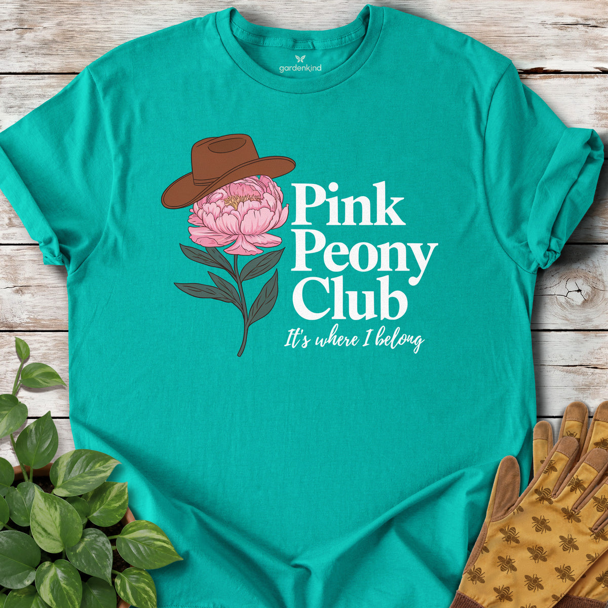 Pink Peony Club Tee, Jade Dome