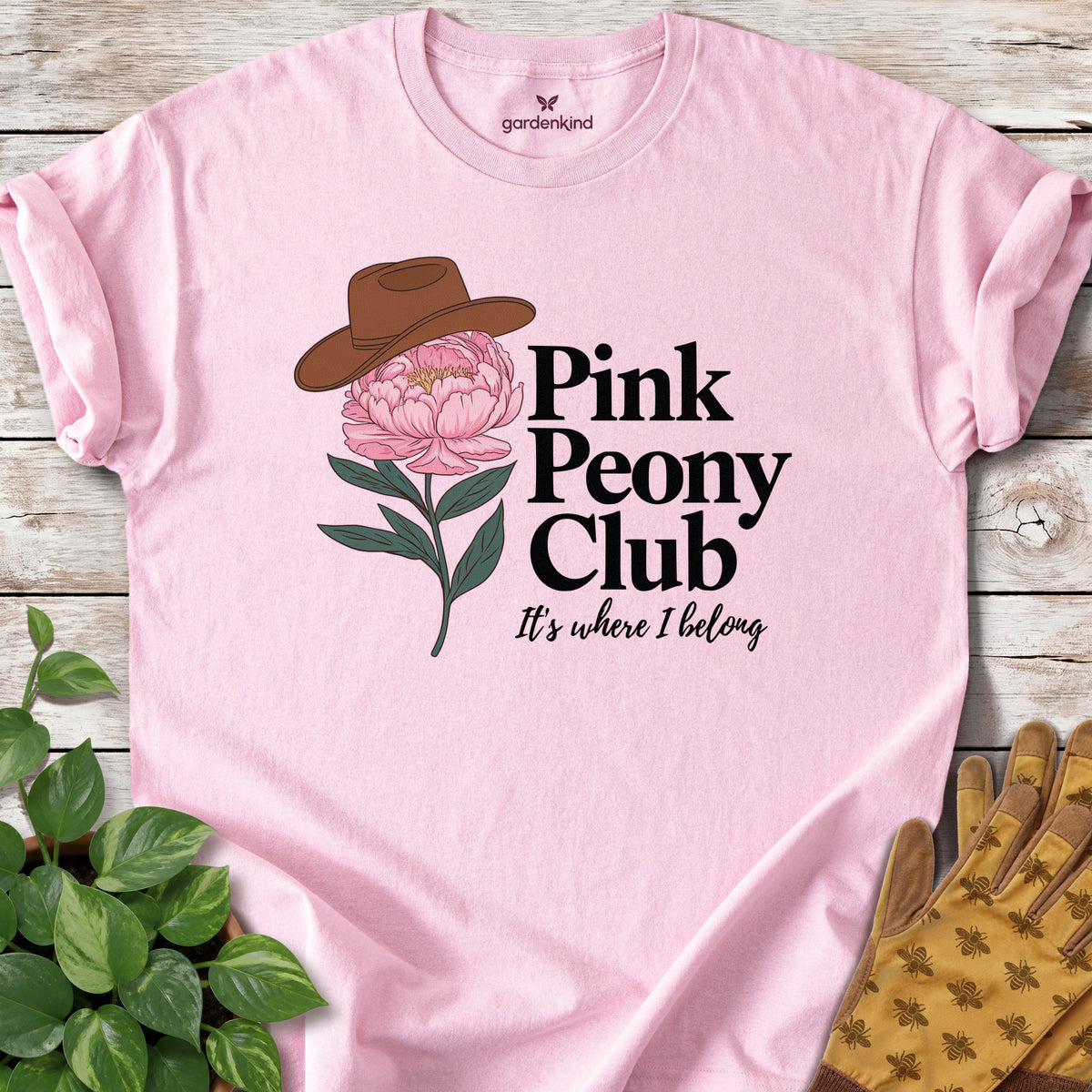 Pink Peony Club Tee, Light Pink