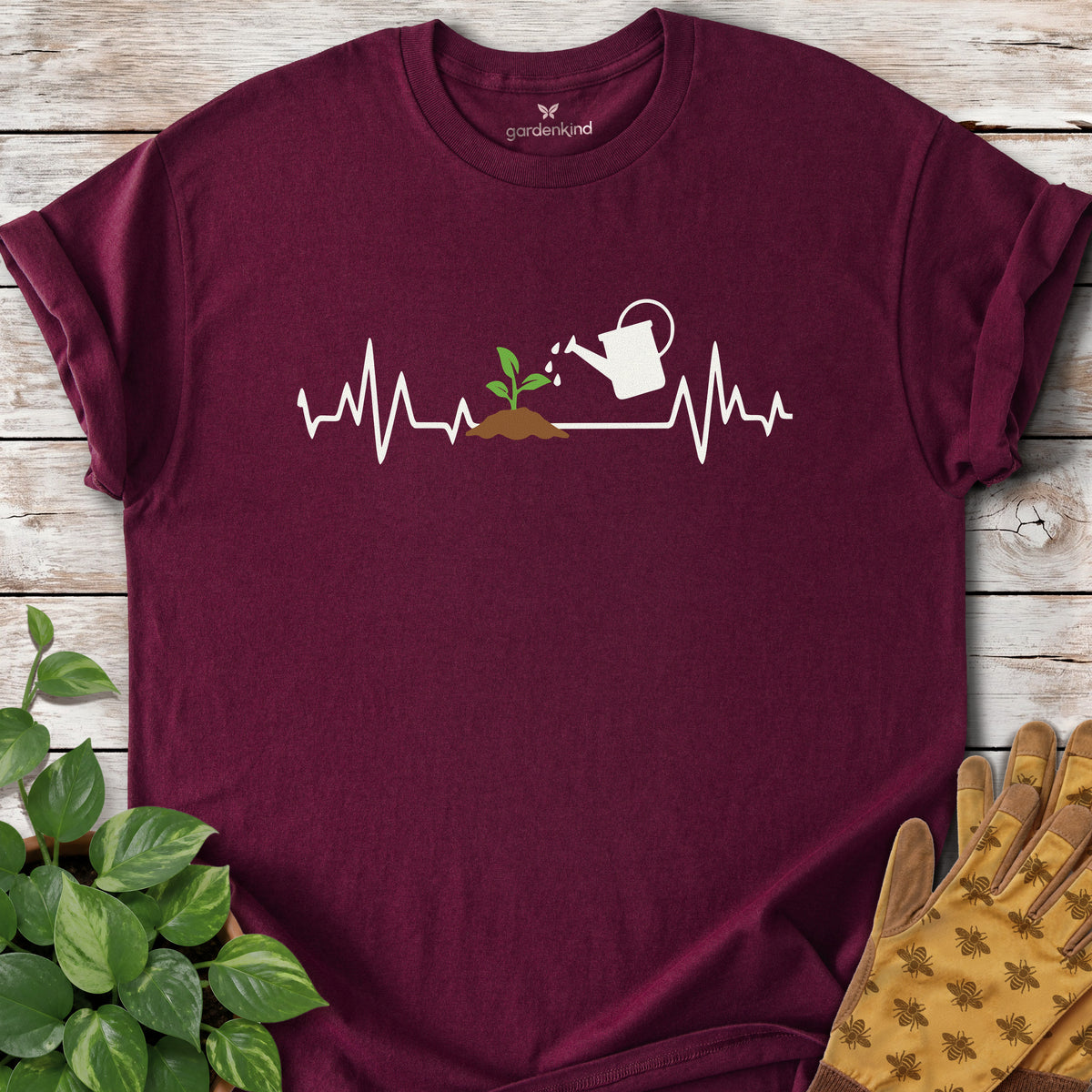 Plant ECG Tee, Maroon
